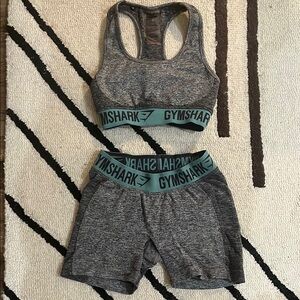 Gymshark Flex Sports Bra and Shorts Set Charcoal Gray